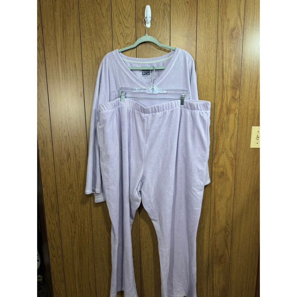Muk Luks Pajama Set Womens 4X Purple Fleece Long Sleeve Top Pants 2 Piece Lounge